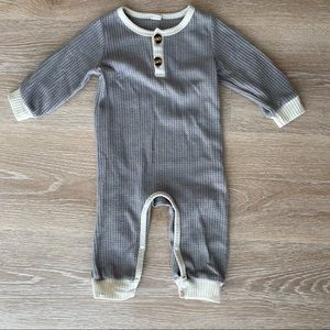 Waffle baby one piece outfit with buttons